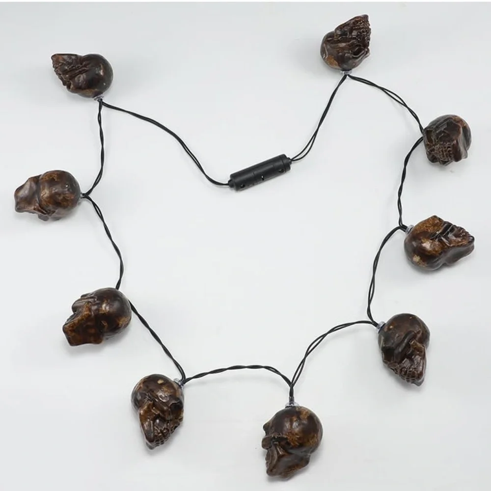 NWT Brown Halloween Led Skull Necklaces 12 pack String Light Necklaces